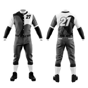 Custom Color Men's Full Sleeve Plus Size <b>Baseball</b> Uniform Set 100% Polyester Anti-Bacterial Moisture-Wicking Breathable - Product Image 5