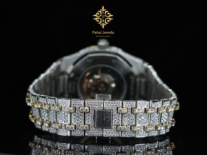 Reloj Automático de Diamantes para Hombre Pahal Jewels, Caja Tonneau de 40 mm, Correa de Acero Inoxidable, Lujoso y Moderno, Analógico - Product Image 2