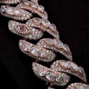 Cadena cubana de moissanita VVS personalizada, collar de plata 925 con diamantes, cadena cubana fina, joyería para hombre. - Product Image 2