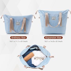 Il Set per bagagli espandibile in 5 pezzi blu chiaro include valigie da 16 \ "20 \" 24 \ "28 \" ruote Spinner di 360 gradi regolabili telescopiche - Product Image 3