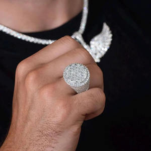 Iced Out Style Baguette & Round Cut Moissanite Diamond Men's Engagement Wedding <b>Ring</b> 925 Sterling <b>Silver</b> Hip Hop <b>Statement</b> <b>Ring</b> - Product Image 4