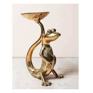 Golden Metal Candlestick Holder with Floral Design Gold Finish Tableware Accents Candle Holder <b>Mantelpiece</b> Festive Occasion - Product Image 3