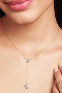 Colliers Y en or massif 14K avec diamants de laboratoire ronds, en forme de poire et en forme de cœur, 42 cm, fermoir mousqueton, sertissage halo, style minimaliste moderne, prix d'usine - Product Image 6