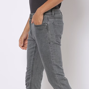 Pantalones vaqueros grises de corte recto para hombre, de cintura alta, de algodón lavado a la piedra, casuales, antiencogimiento, con cierre de botón, de peso medio, para otoño - Product Image 6