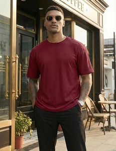 Heavy Weight 100% Cotton Oversized T-Shirt Men 220 Grams Shoulder Custom Printing Hip Hop Plus Size 100% Cotton Blank Boxy Men's - Product Image 1