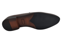 Mocassins en cuir véritable marron tabac à bout fermé, semelle extérieure en caoutchouc amortie, couleur unie, toutes saisons, décorés de métal, avec attache en PVC/PP