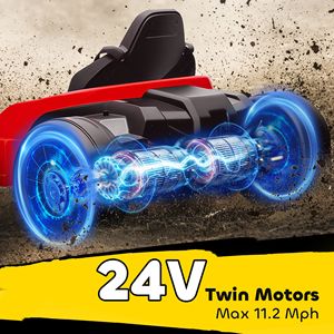 Go Kart Eléctrico de 24V con Motores Dobles de 150W, Asiento Ajustable, Alta Velocidad de 11.2 MPH, Arranque Suave, Arnés de 5 Puntos, Color 'Rojo' - Product Image 4