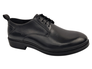 Zapatos Oxford de Vestir para Hombre, de Cuero Genuino Negro, Punta Redonda, con Cordones, para Oficina y Carrera Profesional, Color Sólido, Suela de Goma, para Todas las Temporadas - Product Image 1