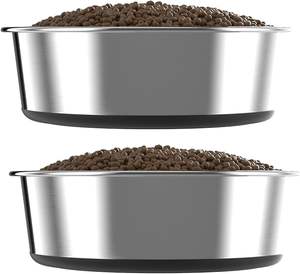 เครื่องป้อนอาหารสุนัขฐานยางพาราทำจากสเตนเลสสตีลความจุ300มล. สามารถกำหนดโลโก้ได้เอง - Product Image 1