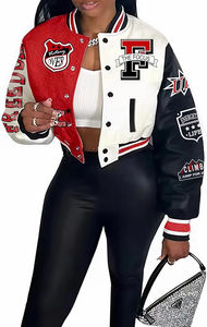 Chaquetas Varsity Personalizadas para Mujer, con Logotipo Chenille, a Cuadros, de Invierno, Impermeables, Resistentes al Viento, Transpirables, de Poliéster, al por Mayor, para Universidad - Product Image 2