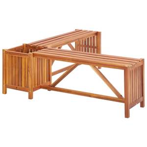 Banc d'angle de patio en bois d'acacia massif avec jardinière 46 "x 46" x 15.7 "-Mobilier d'extérieur durable - Product Image 3
