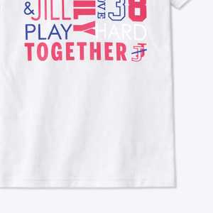 T-shirt Dri Fit pour jeunes Jack and Jill, blanc, design Family Unity and Play Hard, depuis 1938, tee-shirt décontracté pour enfants - Product Image 6