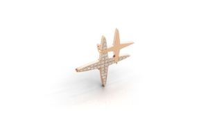 Broche Unisexe en Or Jaune 9K Motif Diamant de Laboratoire Aarinya Celestial Twin Star Polaris Cluster pour Fêtes et Mariages - Product Image 6