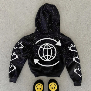Sudadera con Capucha y Cremallera para Hombre QIANSHI, Estilo Urbano Oversize, Estampado Digital, Manga Regular, Tejido Transpirable 100% - Product Image 2