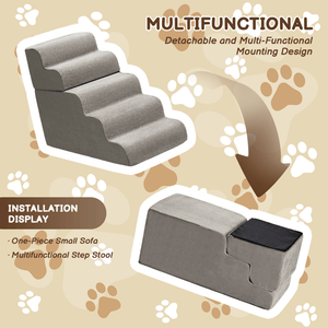 Escaleras para Perros de 5 Peldaños para Camas Altas, Antideslizantes, con Funda Lavable y Extraíble, Rampa para Mascotas para Uso en Interiores y Exteriores, para Perros Pequeños y Gatos - Product Image 3