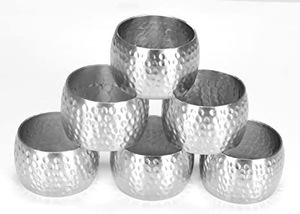 Juego de 6 Anillos para Servilletas de Acero Inoxidable Modernos, Acabado Martillado Redondo, Decoración de Mesa, Accesorios para Bodas y Fiestas, Duraderos, 4.5 cm de Ancho - Product Image 1