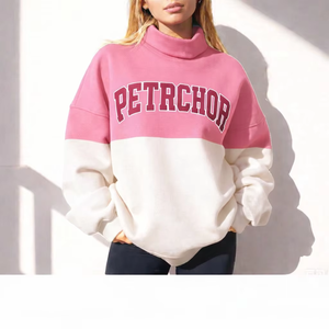 Sudadera Oversize de Felpa para Mujer con Hombros Caídos y Cuello Mockneck, Manga Larga, Transpirable, con Estampado Frontal Ecológico Serigrafiado - Product Image 1
