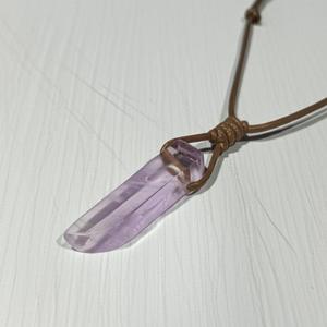 Natural Crystal Unshaped Pendant Necklace for Men and Boys-Twilight Amethyst with Adjustable <b>Rope</b> <b>Chain</b> - Product Image 5