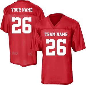 Custom American Football Jersey Unisex White Mandarin Collar Printed Mesh Breathable Short Sleeve Team Name Number 26 OEM - Product Image 3