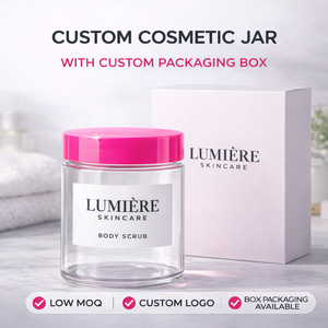 Personnalisation du logo, pots cosmétiques de 50 ml, 100 ml, 200 ml, 4 oz, 6 oz, 8 oz, 250 ml, contenants pour gommage corporel, pots en plastique pour animaux de compagnie avec couvercles roses - Product Image 1