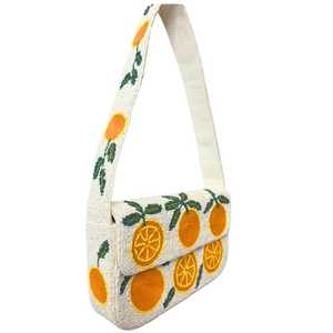 Bolso de Hombro con Cuentas de Frutas Naranjas, Bolso de Cuentas de Cítricos Hecho a Mano, Bolso de Verano para Vacaciones, Bolso de Cuentas Decorativo, Bolso de Frutas Adorable, Regalo - Product Image 2