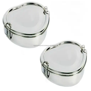 Boîte à lunch pour adultes en acier inoxydable de luxe à deux étages, étanche, avec finition miroir - Product Image 2