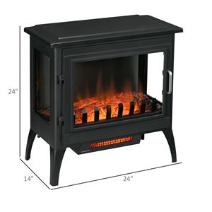 Caminetto Elettrico Moderno Autoportante in Vetro Nero con Fiamma LED e Display Realistico - Product Image 3