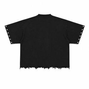 Vintage Washed <b>Skull</b> Print Oversized T Shirt Men Gothic Streetwear Studded Distressed Hem Graphic Tee Custom Clothing Manufactur - Product Image 2