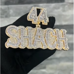 Joyería para Raperos, Colgante de Plata de Ley 925 con Diamante Moissanita para Hombre, Oro Rosa de Dos Tonos, Cierre de Corazón, Colgante con Nombre Personalizado - Product Image 1