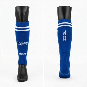 ถุงเท้าฮอกกี้ TAISON SPORTS พรีเมียม ผลิตจากผ้าขนสัตว์/สแปนเด็กซ์ แบบถักลายนูน 200 GSM สีน้ำเงินขาว พร้อมโลโก้แบบสั่งทำพิเศษ ด้วยเทคนิคการถ่ายเทความร้อน แห้งเร็ว - Product Image 1