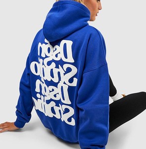 Sudadera con Capucha Premium Elegante para Mujer, Venta al por Mayor, Personalizada, de Invierno, con Estampado Puff, Manga Larga, Hombros Caídos, Ajuste Oversize, de Forro Polar - Product Image 6
