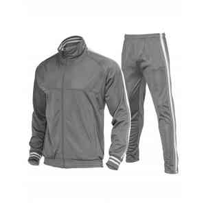 Ensemble de survêtement pour hommes de haute qualité en polyester avec veste zippée et pantalon de jogging, design personnalisé, vente en gros - Product Image 1