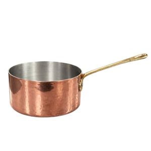Ustensiles de cuisine professionnels : Mini-cocotte en cuivre pur pour réchauffer le beurre, avec longue poignée en laiton et bec verseur – Gamme Gourmet - Product Image 4