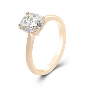 AU 585 Gold Plated D Color <b>Cushion</b> Cut Lab Grown Diamond Vintage Engagement <b>Ring</b> IGI Certified Gift Party <b>Wedding</b> Anniversary - Product Image 5