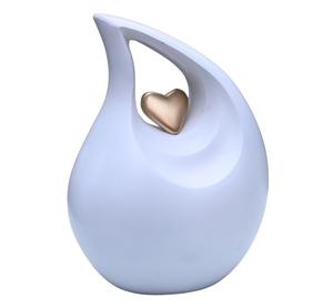 Magnifiques urnes funéraires en forme de goutte d'eau avec cœur, couleur blanche, pour adultes, pour cendres funéraires, 200 pouces cubes, écologiques, durables - Product Image 1