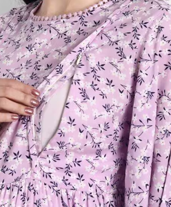 ชุดเดรสคลุมท้องผู้หญิง คอวี แขนยาว ผ้าริบ ยืดหยุ่น ใส่สบาย สไตล์ลำลอง - Product Image 2