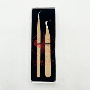 Pinzas para pestañas desnudas de volumen de 90 grados con logotipo personalizado gratis Pinzas para pestañas de Punta rápida de acero inoxidable Etiqueta privada de alta calidad - Product Image 1