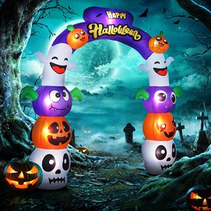 Arco Gonfiabile di Halloween da 2,4 m con Zucche, Teschi, Fantasmi, Pipistrelli e Scritte Gialle - Decorazioni Esterne per Giardino e Feste - Product Image 2