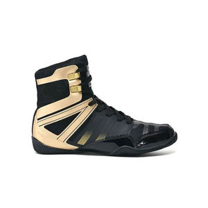 <b>Black</b> Leather Lace-Up Boxing Shoes Breathable High Top Design for Training and <b>Combat</b> Sports - Product Image 6