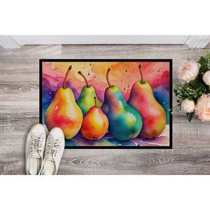 Felpudo antideslizante de peras coloridas para interiores/exteriores, 24H X 36W, alfombrilla lavable para puerta delantera de pila baja para entrada - Product Image 2