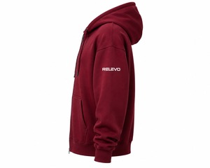 Relevo <b>Men's</b> Full Zip Hoodie 100% Cotton Fleece Solid Color Casual Streetwear Hooded Sweatshirt Regular Fit Autumn Wear - Product Image 3