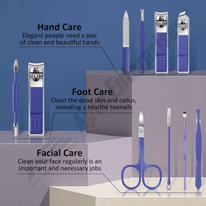Kit de Manicura y Pedicura 10 en 1, Cuidado de los Pies, Ecológico, Reutilizable para Mujeres, Estuche de Acero Inoxidable Azul para Viajes, Hogar y Uso Profesional - Product Image 2