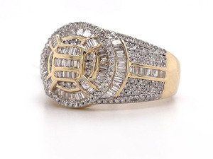 Geometric Moissanite <b>Cocktail</b> <b>Ring</b> White <b>Gold</b> Plated Baguette Cut Channel Setting Pave Design Luxury Unisex Jewelry for Gift - Product Image 3