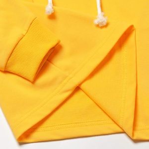 เสื้อฮู้ดครอปผู้หญิง Perfashion สีเหลืองล้วน แขนยาว ผ้าถัก คอตตอน สำหรับใส่ลำลองในฤดูใบไม้ร่วง - Product Image 5