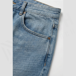 Jean en denim délavé coupe droite taille haute pour homme, coupe ample, en coton, style décontracté printemps - Product Image 5