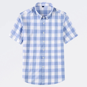 Camisa Casual de Hombre de Alta Calidad, Ligera, de Poliéster/Algodón, Personalizada, al por Mayor, Suministro ODM, Teñida con Hilo, de Manga Corta, para Verano - Product Image 5