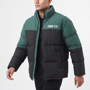 Men's Winter <b>Padded</b> Jacket Color Block Quilted Puffer <b>Coat</b> Stand Collar Windproof Polyester Regular Fit Outdoor Casual Warm Wear - Product Image 3