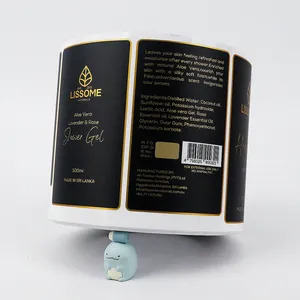 สติกเกอร์ติดขวดแชมพูแบบกันน้ำ พิมพ์ลายทองคำตามสั่ง สำหรับบรรจุภัณฑ์เครื่องสำอาง พร้อมโลโก้ - Product Image 3