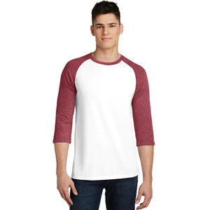 Camiseta de Hombre Blanca y Granate de Manga Larga con Cuello Redondo, Corte Holgado Informal, 100% Algodón, Color Sólido, Tejido Antiarrugas, 320g - Product Image 1