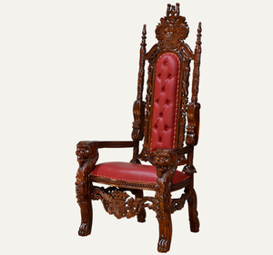 เก้าอี้บัลลังก์ไม้มะฮอกกานีโบราณ งานแฮนด์เมด ทนทาน ดีไซน์หรูหราสไตล์ยุโรป เหมาะสำหรับอพาร์ทเมนต์ โรงแรม และห้องนั่งเล่น - Product Image 2